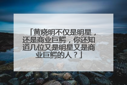 黄晓明不仅是明星，还是商业巨鳄，你还知道几位又是明星又是商业巨鳄的人？