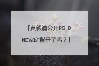 黄毅清公开PG ONE家庭背景了吗？