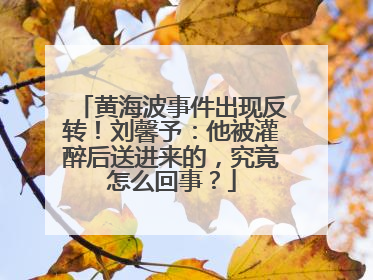 黄海波事件出现反转！刘馨予：他被灌醉后送进来的，究竟怎么回事？