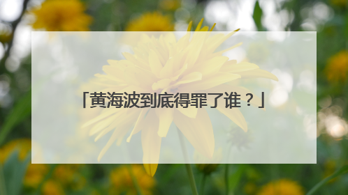 黄海波到底得罪了谁?