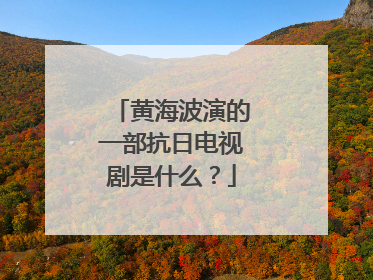 黄海波演的一部抗日电视剧是什么？