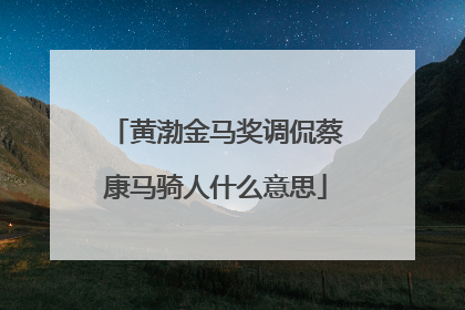 黄渤金马奖调侃蔡康马骑人什么意思