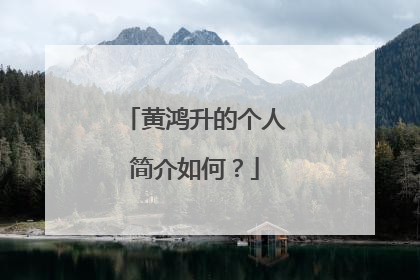 黄鸿升的个人简介如何？