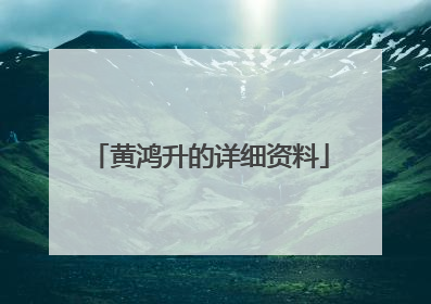 黄鸿升的详细资料