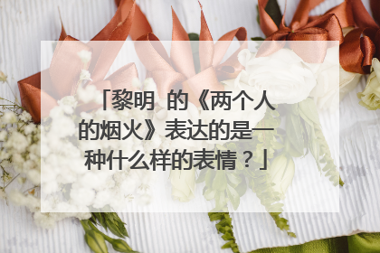 黎明 的《两个人的烟火》表达的是一种什么样的表情？