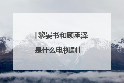 黎晏书和顾承泽是什么电视剧