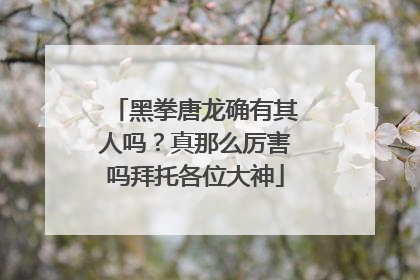 黑拳唐龙确有其人吗?真那么厉害吗拜托各位大神