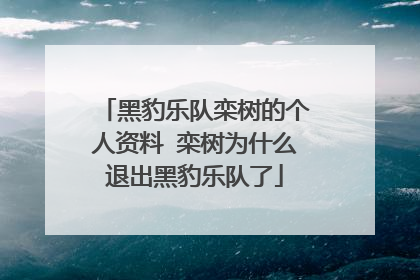 黑豹乐队栾树的个人资料 栾树为什么退出黑豹乐队了