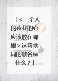 ＜一个人的夜我的心应该放在哪里＞这句歌词的歌名是什么？