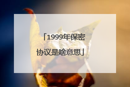 1999年保密协议是啥意思