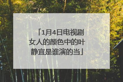 1月4日电视剧女人的颜色中的叶静宜是谁演的当
