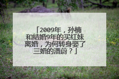 2009年,孙楠和结婚9年的买红妹离婚,为何转身娶了三婚的潘蔚?
