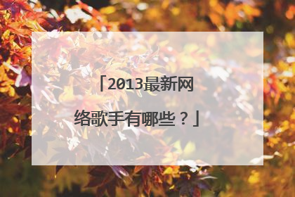 2013最新网络歌手有哪些?