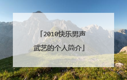 2010快乐男声武艺的个人简介