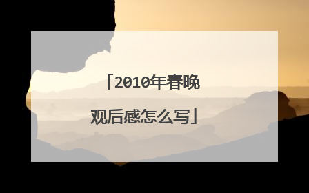 2010年春晚观后感怎么写