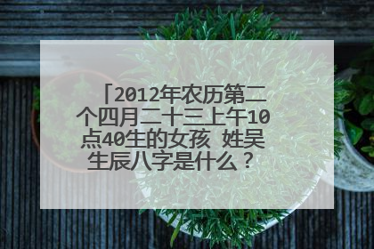 2012年农历第二个四月二十三上午10点40生的女孩 姓吴 生辰八字是什么? 起什么名字好?