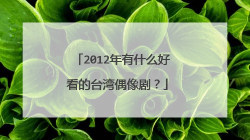 2012年有什么好看的台湾偶像剧？