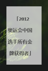 2012奥运会中国选手所有金牌获得者