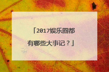 2017娱乐圈都有哪些大事记?