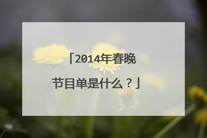 2014年春晚节目单是什么?
