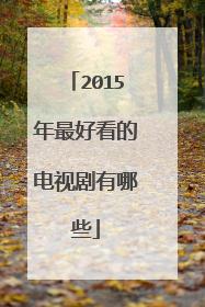 2015年最好看的电视剧有哪些