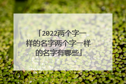 2022两个字一样的名字两个字一样的名字有哪些