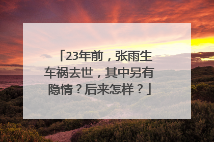 23年前，张雨生车祸去世，其中另有隐情？后来怎样？