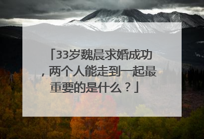 33岁魏晨求婚成功，两个人能走到一起最重要的是什么？
