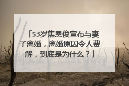 53岁焦恩俊宣布与妻子离婚，离婚原因令人费解，到底是为什么？