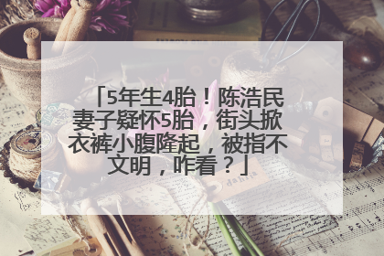 5年生4胎!陈浩民妻子疑怀5胎,街头掀衣裤小腹隆起,被指不文明,咋看?