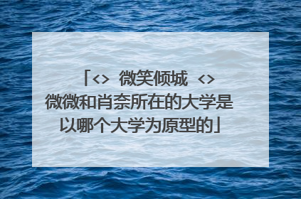 <> 微笑倾城 <>微微和肖奈所在的大学是以哪个大学为原型的