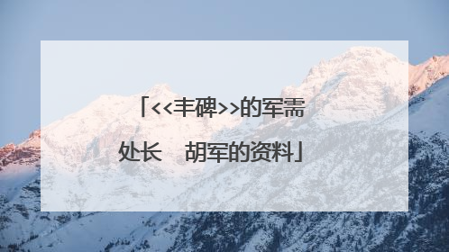 <<丰碑>>的军需处长 胡军的资料