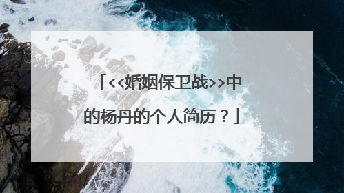 <<婚姻保卫战>>中的杨丹的个人简历？
