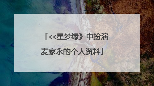 <<星梦缘》中扮演麦家永的个人资料