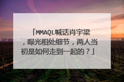 MMAQL喊话肖宇梁，曝光相处细节，两人当初是如何走到一起的？