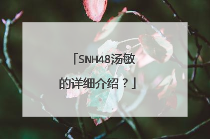 SNH48汤敏的详细介绍?