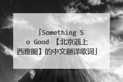 Something So Good 【北京遇上西雅图】的中文翻译歌词