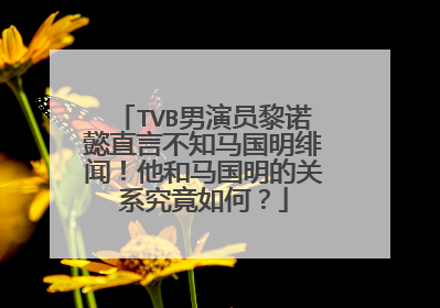 TVB男演员黎诺懿直言不知马国明绯闻!他和马国明的关系究竟如何?