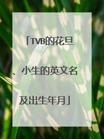 TVB的花旦、小生的英文名及出生年月