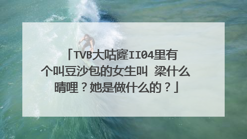 TVB大咕窿II04里有个叫豆沙包的女生叫 梁什么晴哩？她是做什么的？