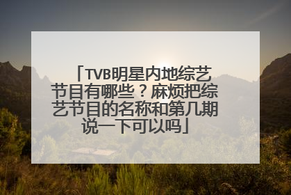 TVB明星内地综艺节目有哪些?麻烦把综艺节目的名称和第几期说一下可以吗