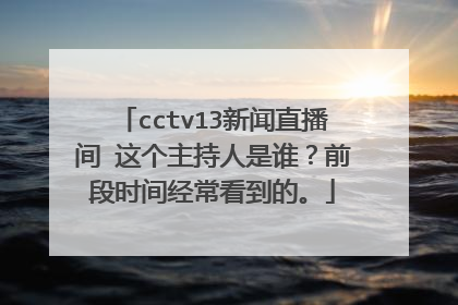 cctv13新闻直播间 这个主持人是谁？前段时间经常看到的。