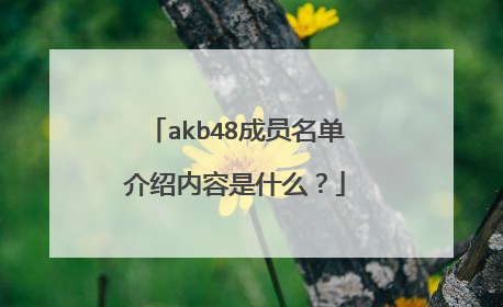 akb48成员名单介绍内容是什么?