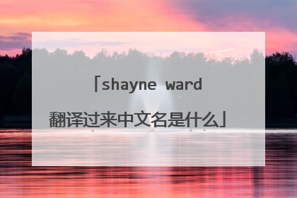 shayne ward翻译过来中文名是什么