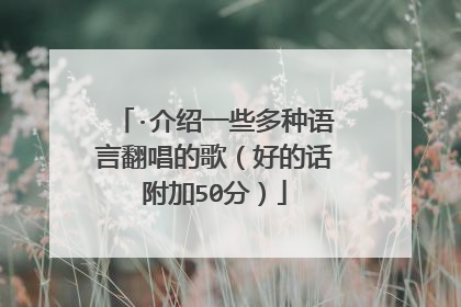 ·介绍一些多种语言翻唱的歌(好的话附加50分)